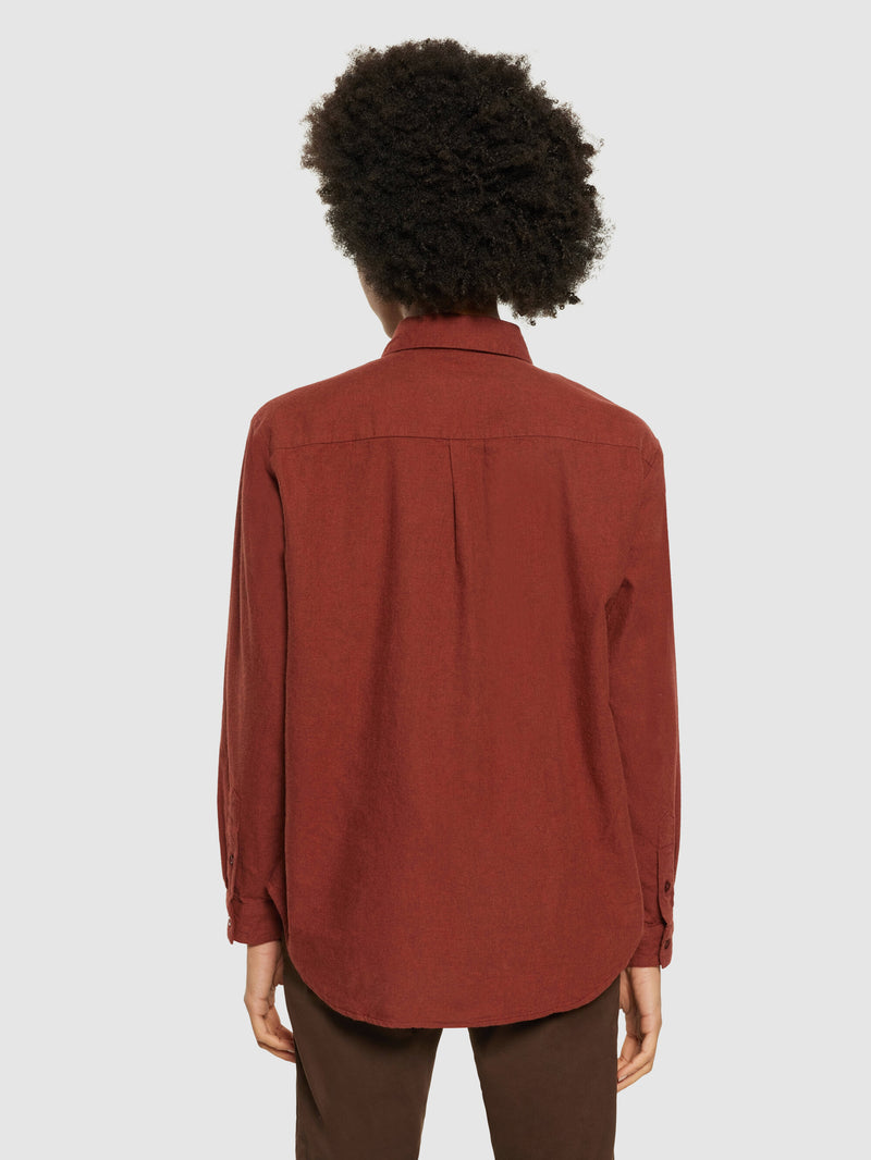 KnowledgeCotton Apparel - WMN Organic Cotton Flannel Shirt GOTS Shirts 1478 Fired Brick