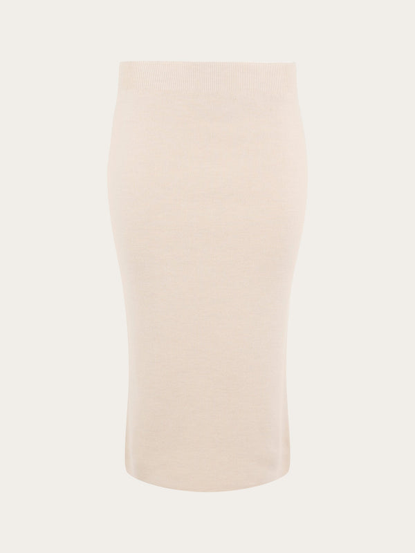 KnowledgeCotton Apparel - WMN Midth lengt merino knit skirt Skirts 1346 Kelp