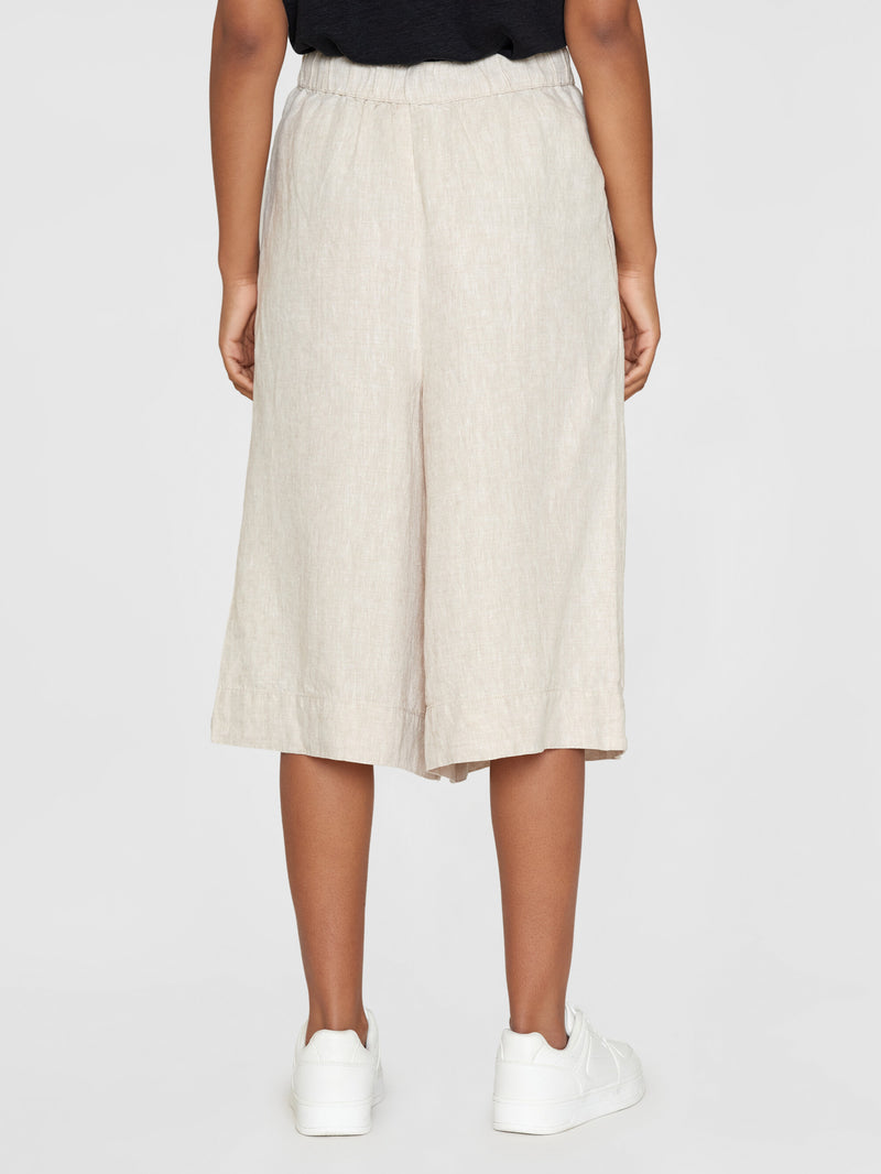 KnowledgeCotton Apparel - WMN Natural linen baggy shorts Shorts 1228 Light feather gray