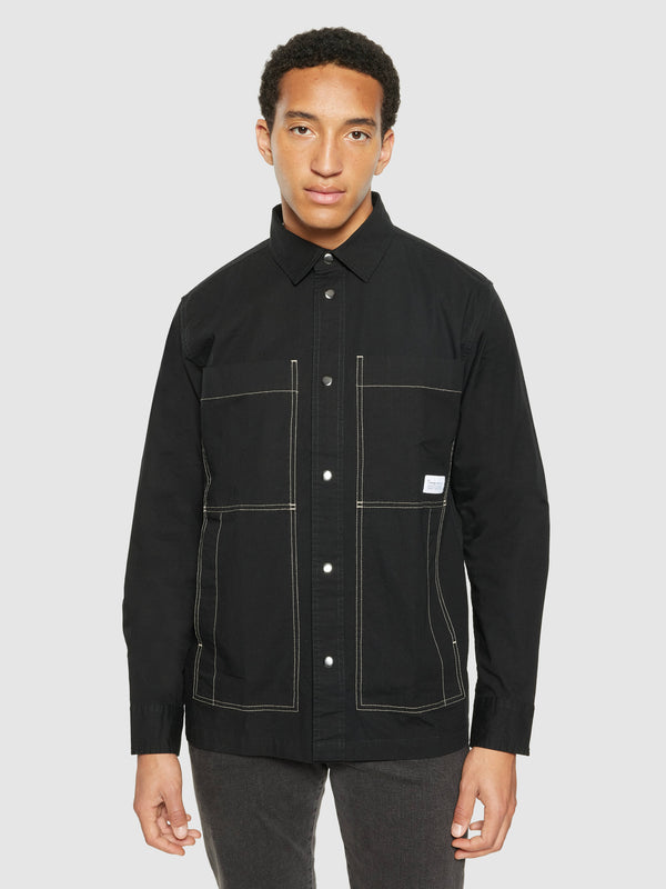 KnowledgeCotton Apparel - MEN Ripstop overshirt - GOTS/Vegan Overshirts 1300 Black Jet