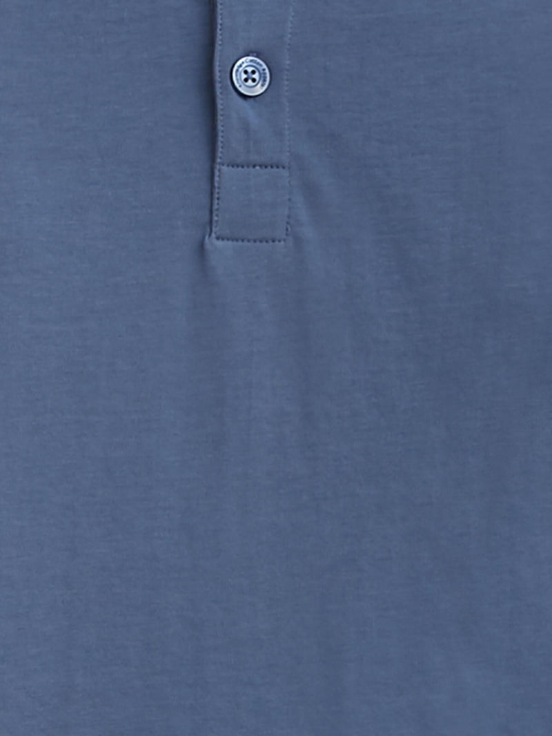 KnowledgeCotton Apparel - YOUNG Slim long sleeve henley - GOTS/Vegan Henleys 1432 Moonlight Blue