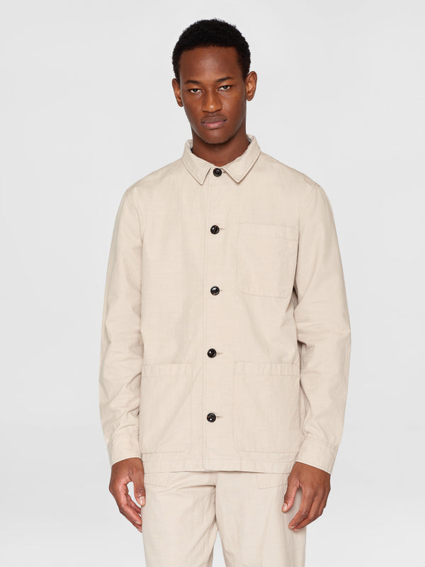 KnowledgeCotton Apparel - MEN Slub yarn overshirt - GOTS/Vegan Overshirts 1228 Light feather gray